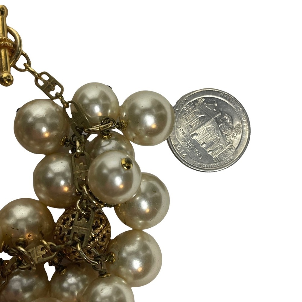 Vintage Signed Scorpios Paris Baroque Pearl and Gold Bead Chain Bracelet - Picture 7 of 15